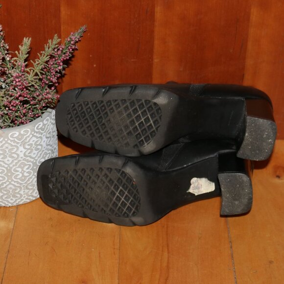 Aerosoles Black Leather Square Toe Comfort Flexible Sole Ankle Booties Sz 8.5 - Picture 7 of 8